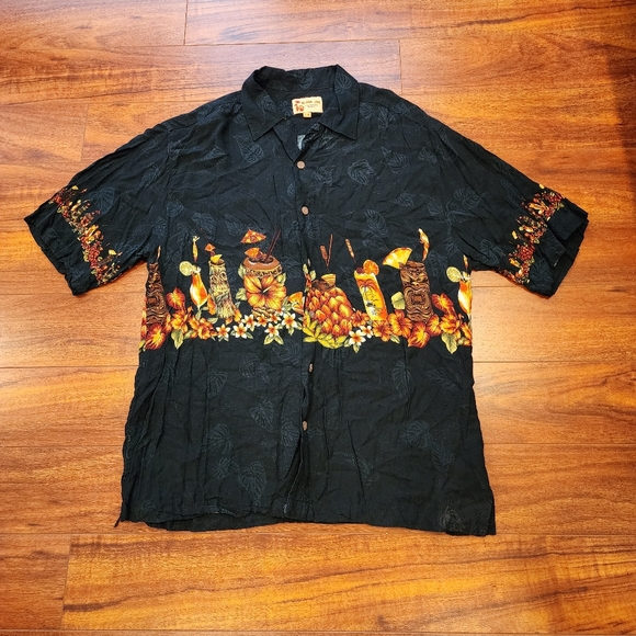 Aloha Joe Hawaiian Shirts Cocktail Print Short Sleeve Shirt  Size L - Picture 1 of 8